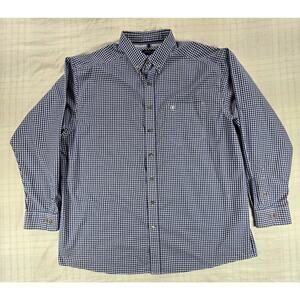 Ariat Pro Series Men's Blue Gingham Long Sleeve Button Down Shirt XX Large